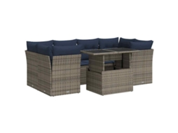 Conjunto de 7 Sofás Jardim com Almofadões Vime Pe/acácia Cinzento MAISON EXCLUSIVE (7 pcs)
