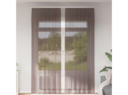 Vidaxl Cortinas De Voile Com Aba 2 Pcs Castanho