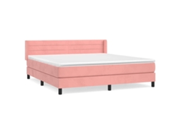 Conjunto 1 Cama Box Spring Vidaxl Cor-de-rosa Veludo (203 X 183 X 88 Cm)