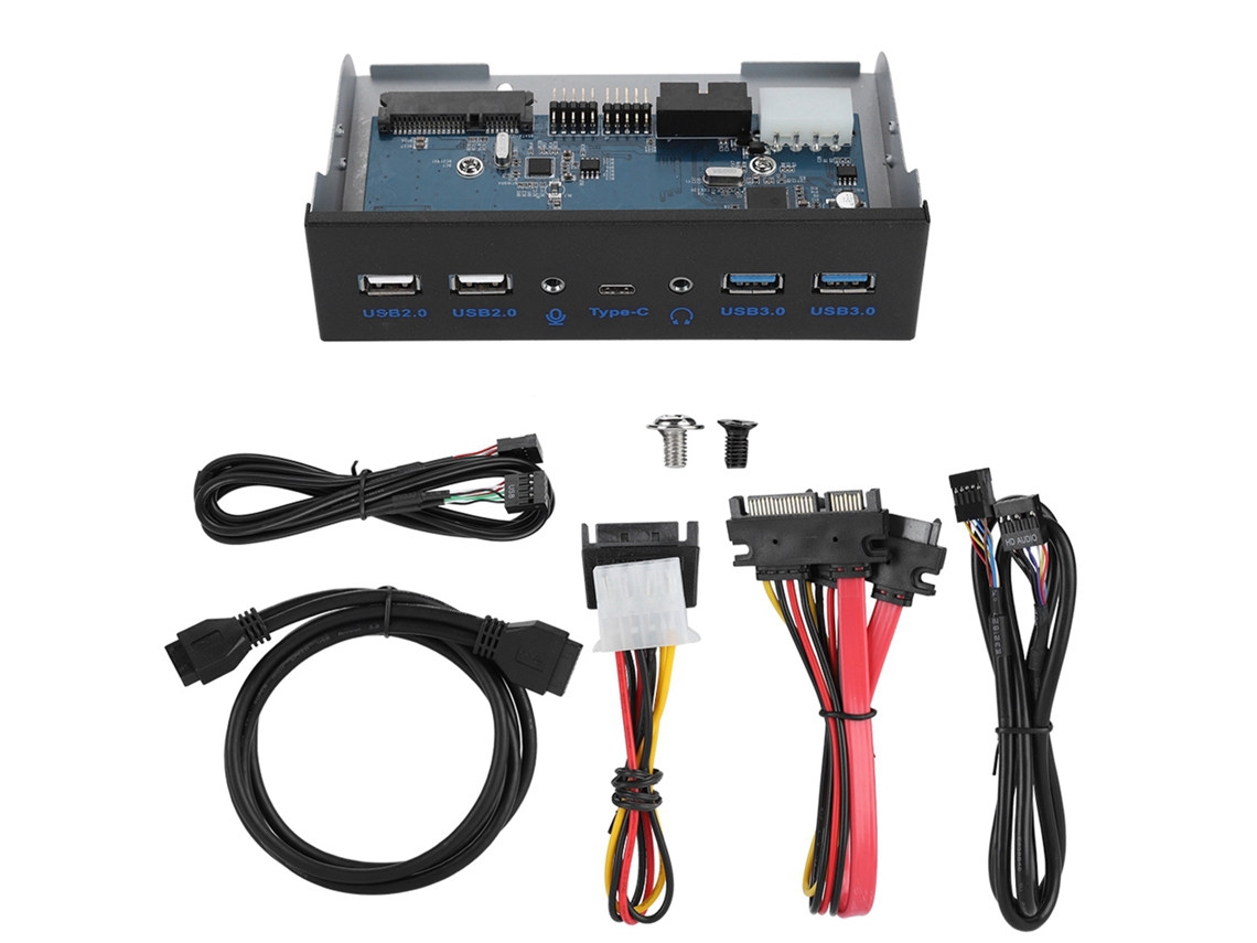 Brilvibera USB 3.0 com áudio óptico no painel frontal e microfone de 3,5 polegadas com USB 3.0/2.0 Tipo C.
