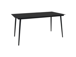 Vidaxl Mesa De Jantar Para Jardim 190x90x74 Cm Aço E Vidro Preto