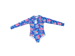 Maiô Infantil Manga Longa Estampa Floral Verão Praia