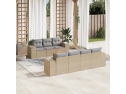 Vidaxl 8 Pcs Conjunto De Sofás P/ Jardim Com Almofadões Vime Pe Bege