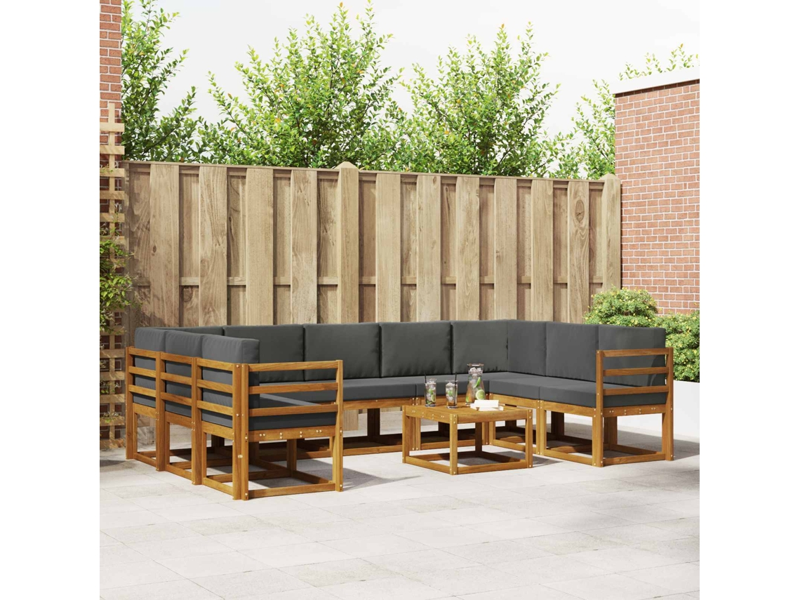 Vidaxl Conjunto De Sofás Para Exterior 10 Unid. Natural E Antracite