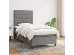 Vidaxl Cama Com Molas/colchão 80x200 Cm Tecido Cinzento-escuro