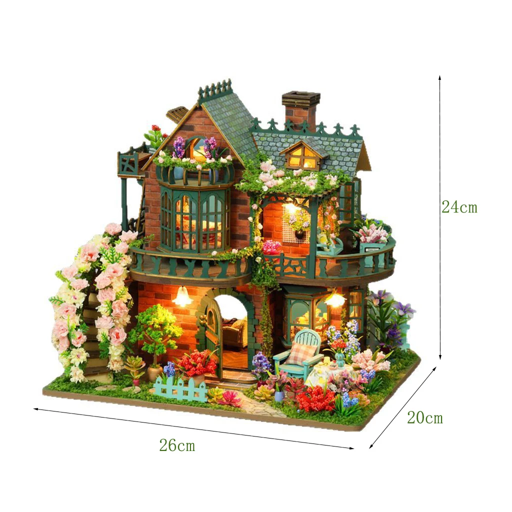 Kit para Montar Casa de Bonecas 3d de Madeira Modelo em Miniatura "jardim Mágico" MDUG