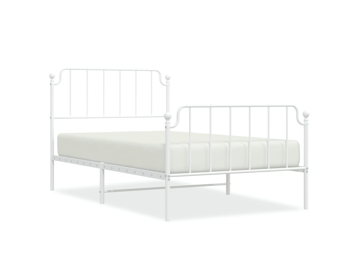 Maison Exclusive - Estrutura De Cama Com Cabeceira E Pés 107x203 Cm Metal Branco