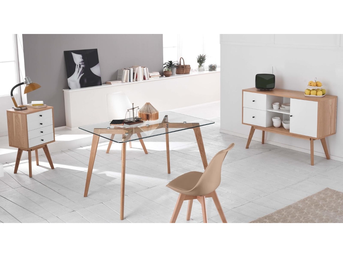 Cadeira Carlotta Com Assento Acolchoado Em Couro Sintético Cinza-pombo E Pés Em Madeira De Faia - Design Moderno Para Salas De Estar E Escritórios.
