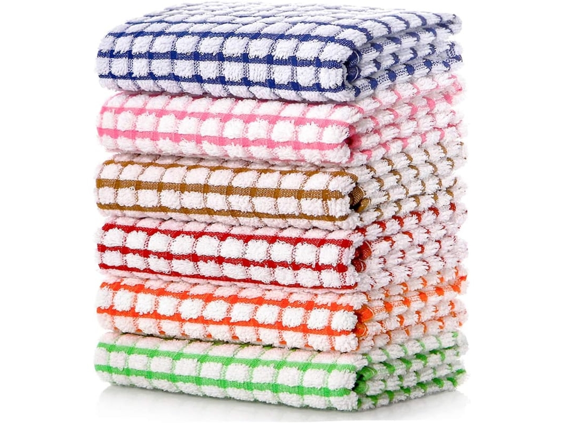2026-toalhas De Cozinha De Algodão, 16x25 Polegadas, Pacote De 6, Absorventes, Para Secar Pratos E Uso Diário