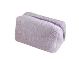 Bolsa De Maquiagem De Pelúcia, Linda E Suave, De Pelúcia, Grande, Para Viagem, Para Meninas, Cor Roxa Clara.