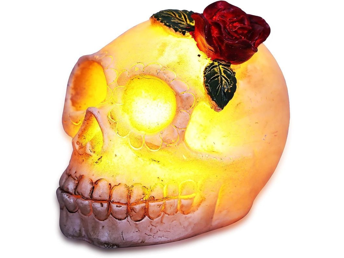 Decoração de Calavera com rosa para Halloween iluminada NOVA LINE