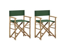 Vidaxl Cadeiras De Realizador Dobráveis 2 Pcs Bambu E Tecido Verde