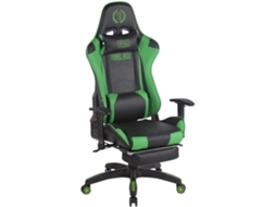 Cadeira de Escritório para Jogos Turbo Xl com Apoio para Os Pés Schwarz/Grün/Couro Sintético CLP