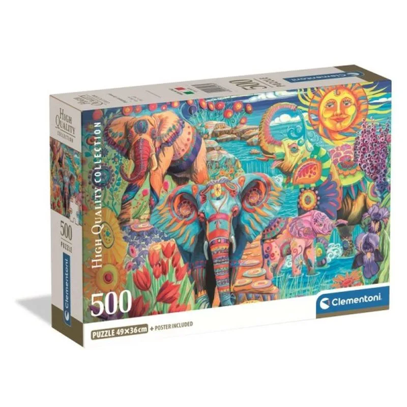 Puzzle Clementoni Elefantes De Carnaval 500 Piezas 35572.3 Clementonip25