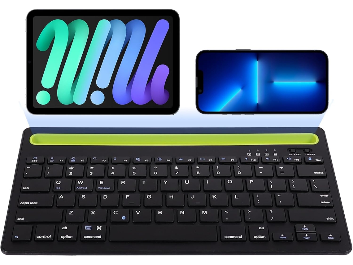 Teclado Eifson Bluetooth Sem Fio, Conectar 2 Dispositivos - Layout Em Inglês - Preto