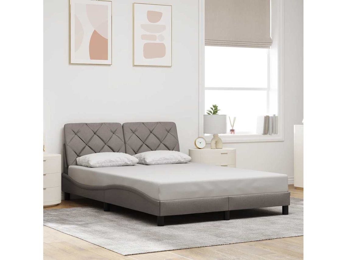 Vidaxl Estrutura De Cama Sem Colchão 140x200 Cm Tecido Castanho-acinzentado
