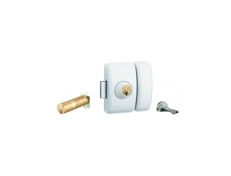 THIRARD Fechadura Universal de Dupla Entrada Ajustável para Entrada Hg 5 Dimensões Do Cilindro de 35 a 80Mm Aço 5 Chaves Epóxi Branco