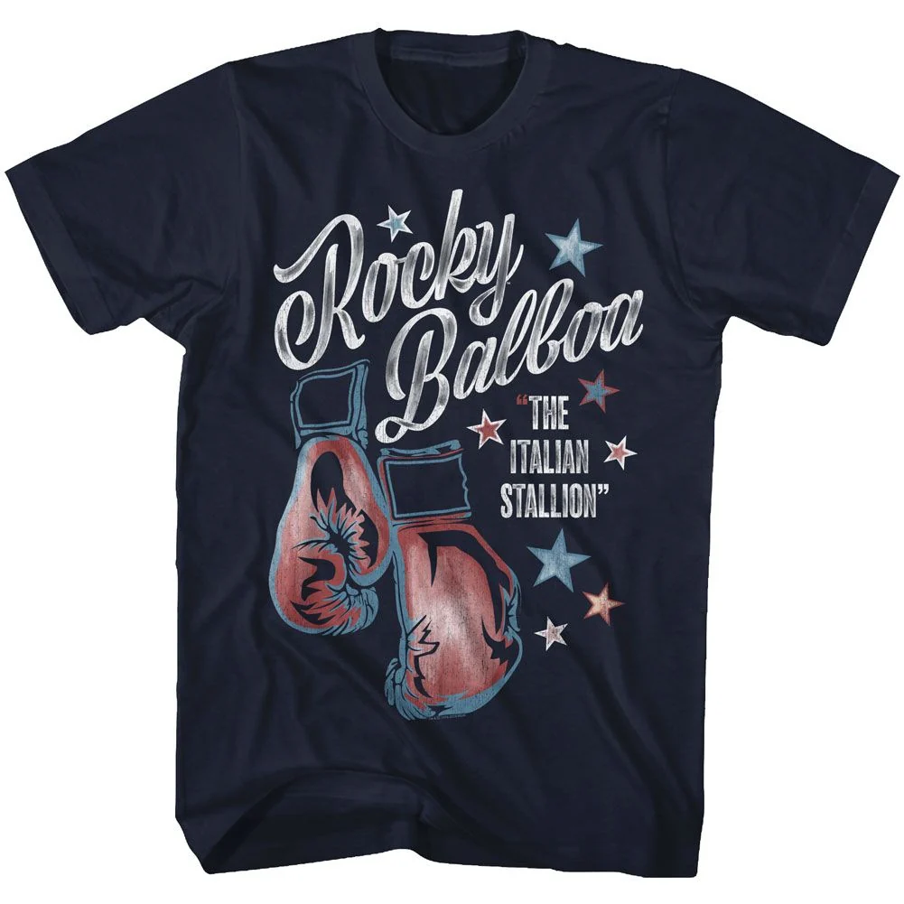 Rockinstone Rocky Movie R.b. Stallion Navy Adult T-shirt Size:xl