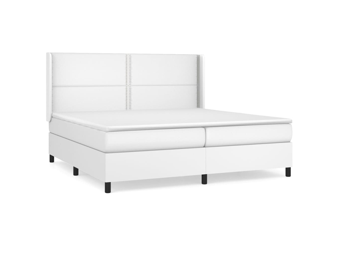 Cama com Molas Couro Artificial Branco MAISON EXCLUSIVE 200x200 cm