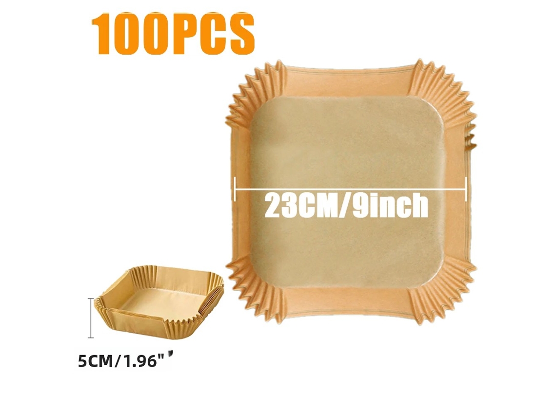 (100 Unidades, 23 Cm Quadrados) Papel Manteiga Descartável Antiaderente Para Fritadeiras Elétricas.
