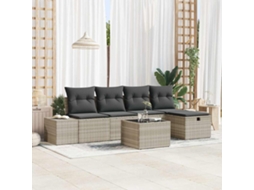 Vidaxl Conjunto De Sofá De Jardim 6 Unid. Cinzento-claro Vime Pe