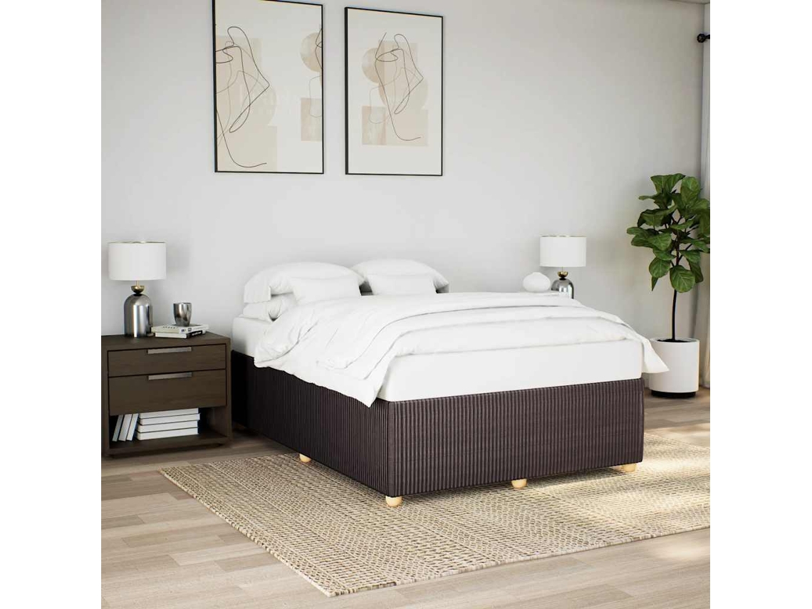 Estrutura De Cama Sem Colchão 140x200 Cm Tecido Castanho-escuro