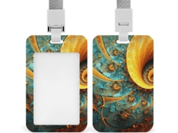 Porta Crachá Espiral, Design Dourado Em Espiral, Protetor De Cartão Vertical Com Cordão, Capa Plástica Impermeável