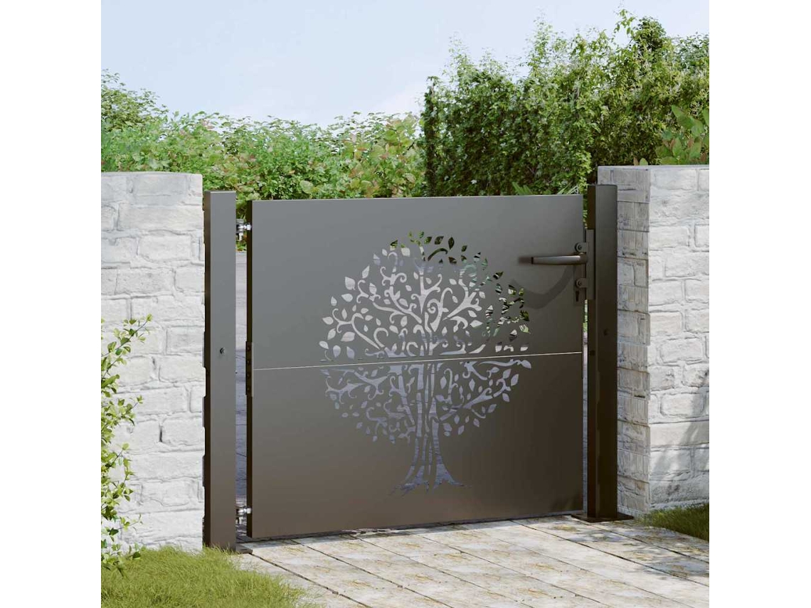 Vidaxl Portão De Jardim 110 X 105 Cm Preto Trancável