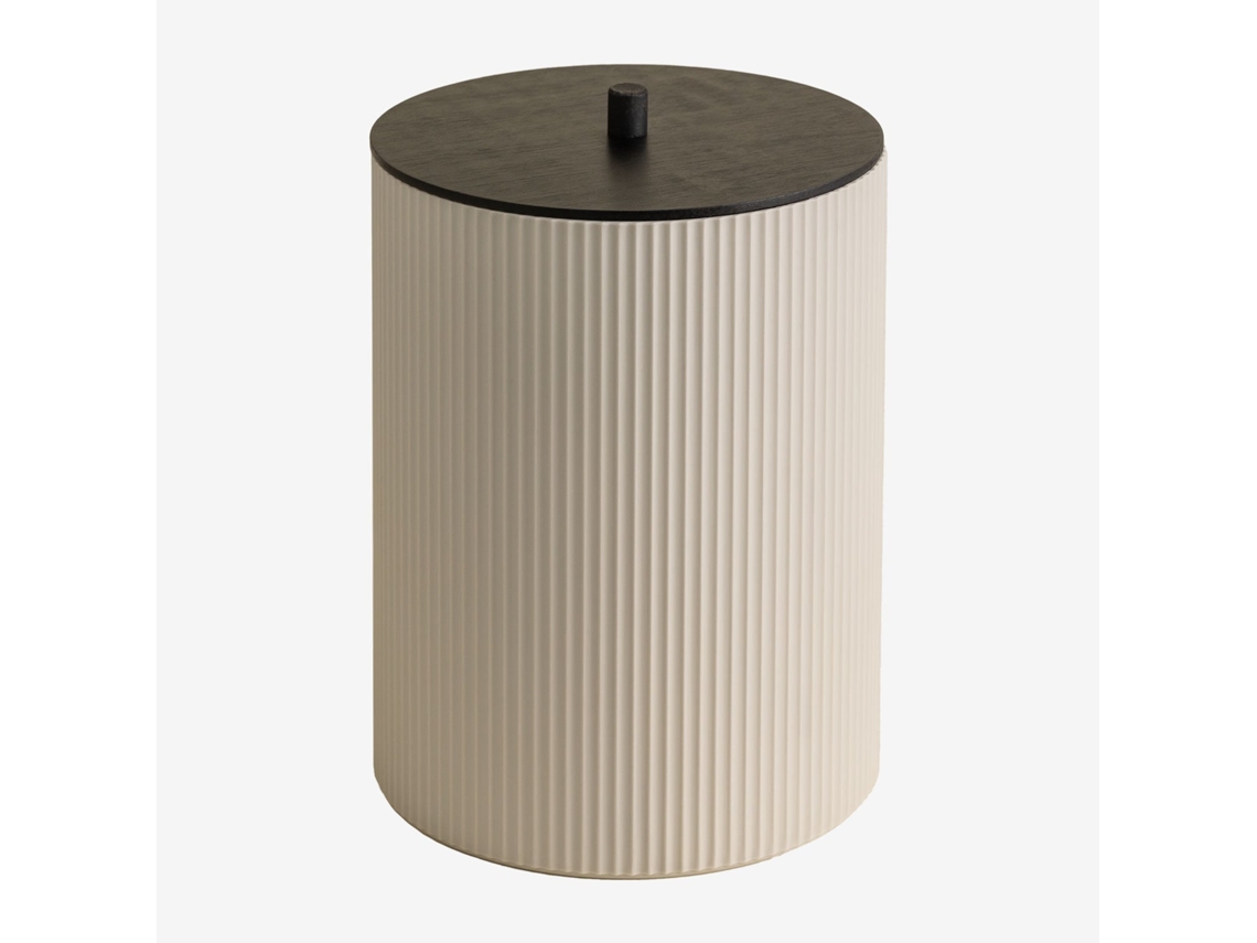 Sklum Lixeira Com Tampa Em Abs E Bambu Ozene Abs Beige Creme                                                        5,5 L
