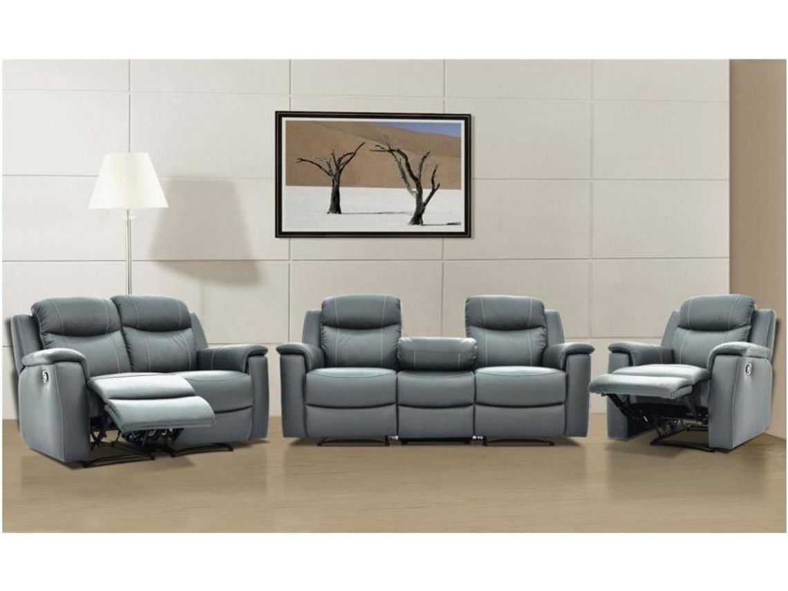 Conjunto Sofá e Poltrona Relax Evasion VENTE-UNIQUE.PT (Cinza Antracite - Pele - 205x96x100 cm)