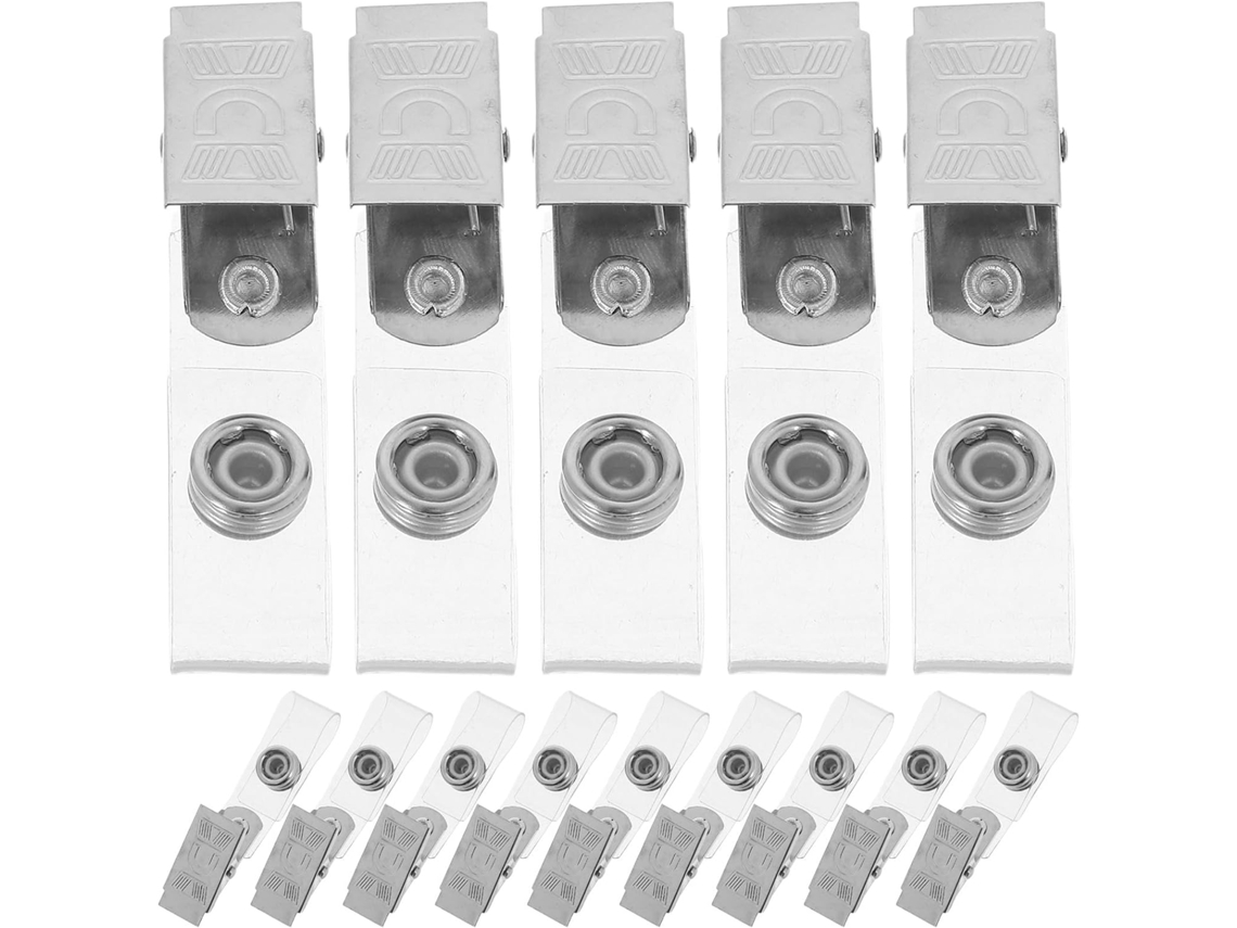 Clipes metálicos Ultechnovo (40 unidades) para crachás de identificação com dupla camada de pelo, tiras transparentes em PVC, clipes para