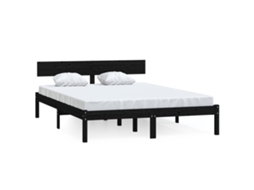 Estrutura Cama Pequena Casal em Pinho Maciço Preto MAISON EXCLUSIVE (120x190 cm)