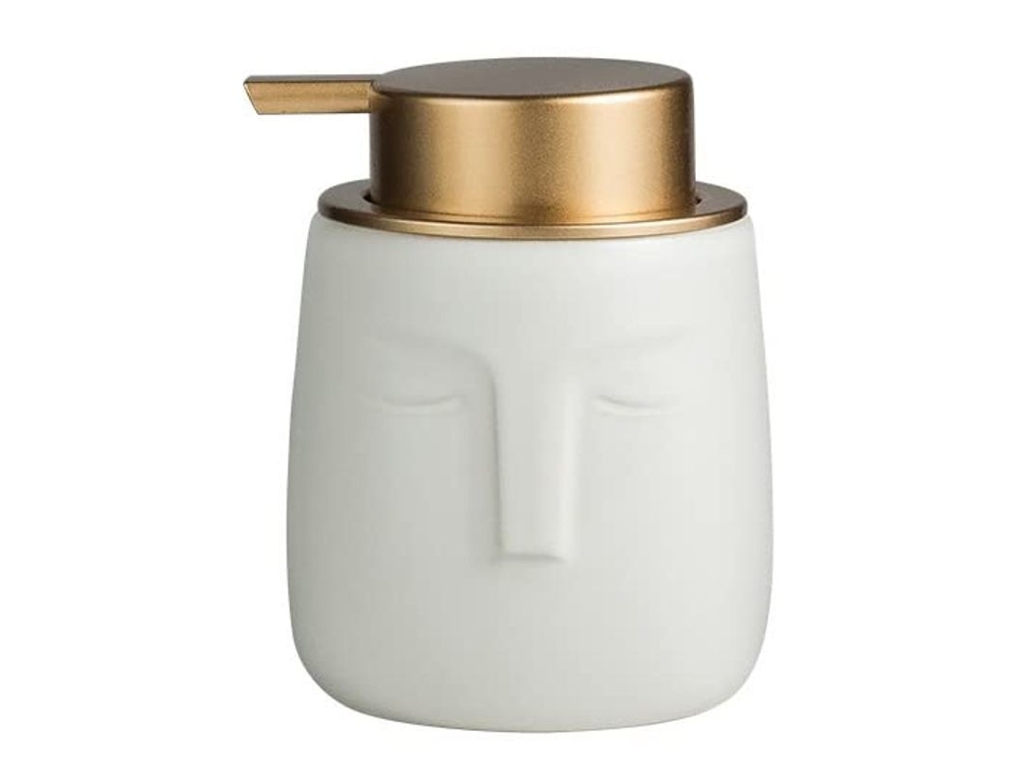 2026-dispensador De Sabonete Cerâmico Linjou Com Bomba Dourada Mate Anti-roubo, Decorativo (branco)