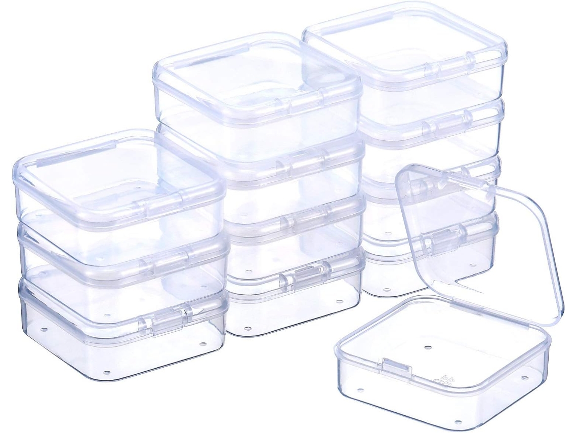 EIOORORRIY A Caixa De Armazenamento Transparente Com Tampa Para Contas E Mais (2,12 X 2,12 X 0,79 Polegadas)