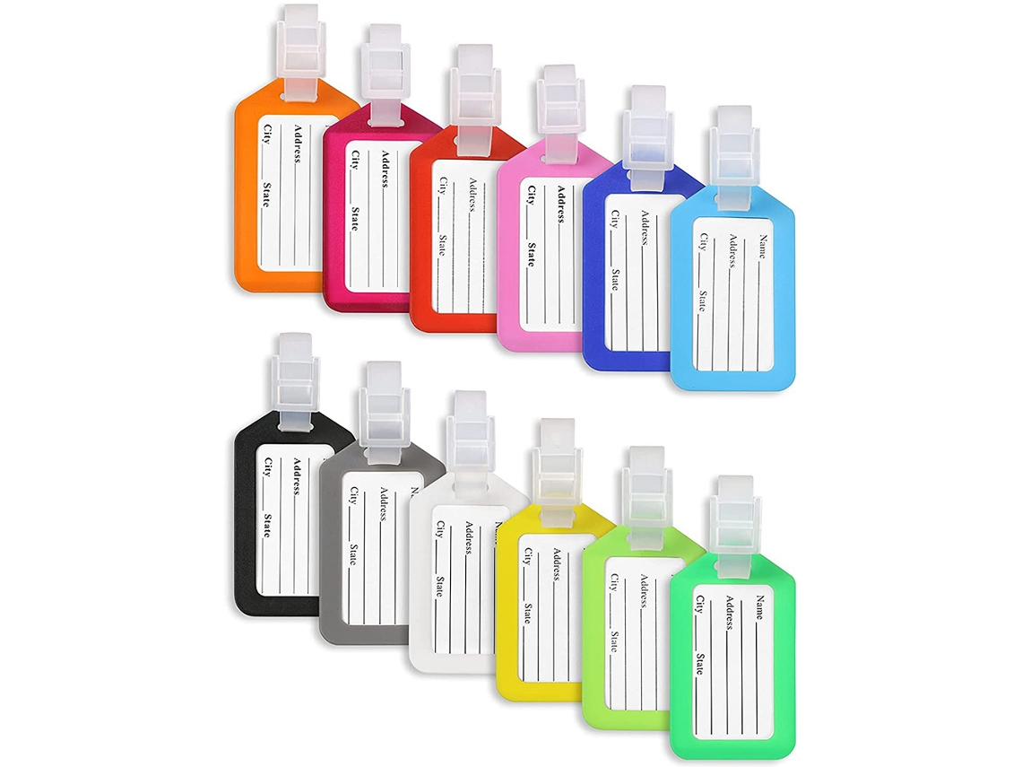 MEOIRUERY Itens Essenciais De Viagem Vibrantes, Etiquetas De Identificação Para Malas, Material De Pvc Durável, Capa À Prova Dágua, Cartão Personalizado Para V