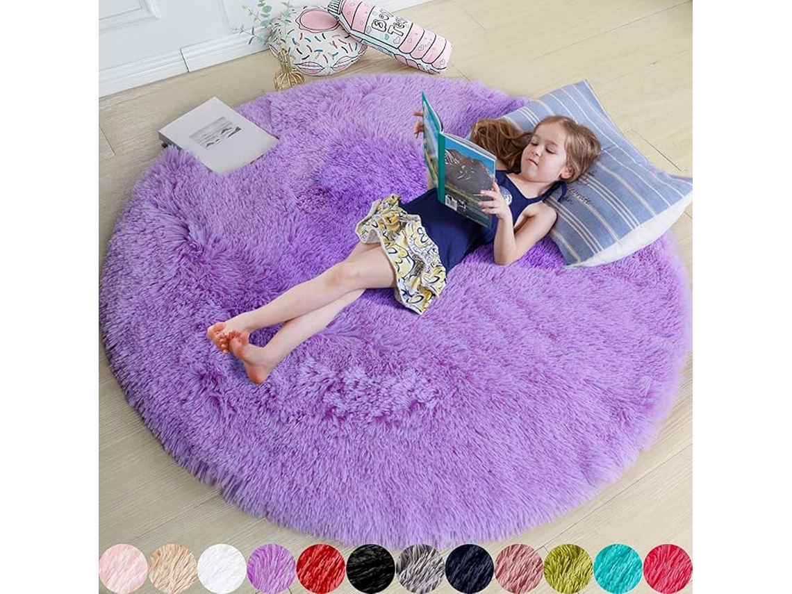 Tapete Ehstmind Redondo Quarto Circular Fofo Peludo Multicor (100x50x50cm)