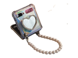 Capa De Celular Com Cordão E Espelho Perfurado Para Galaxy Z Flip 3