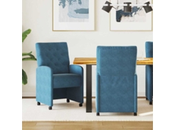 Vidaxl Cadeiras De Jantar Com Rodas 2 Unid. Veludo Azul