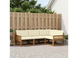 Vidaxl Conjunto De Sofás Para Exterior 4 Unid. Natural E Creme