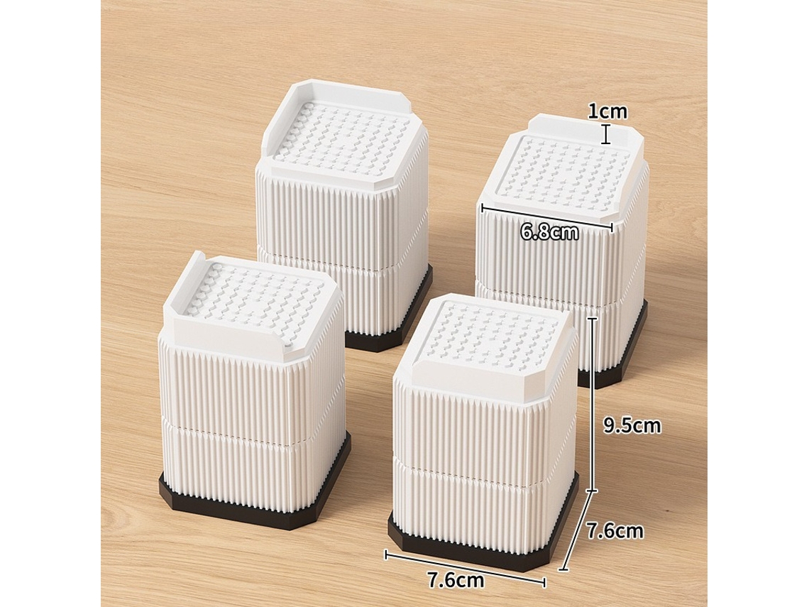 Elevadores Para Cama 4 Peças , Ajustáveis, Para Mesas, Cadeiras, Sofás E Secretárias Branco Hexinyigjly