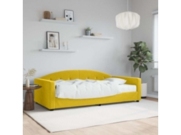 SYFAX™ Sofá cama com Colchão 100x200 Cm Veludo Amarelo