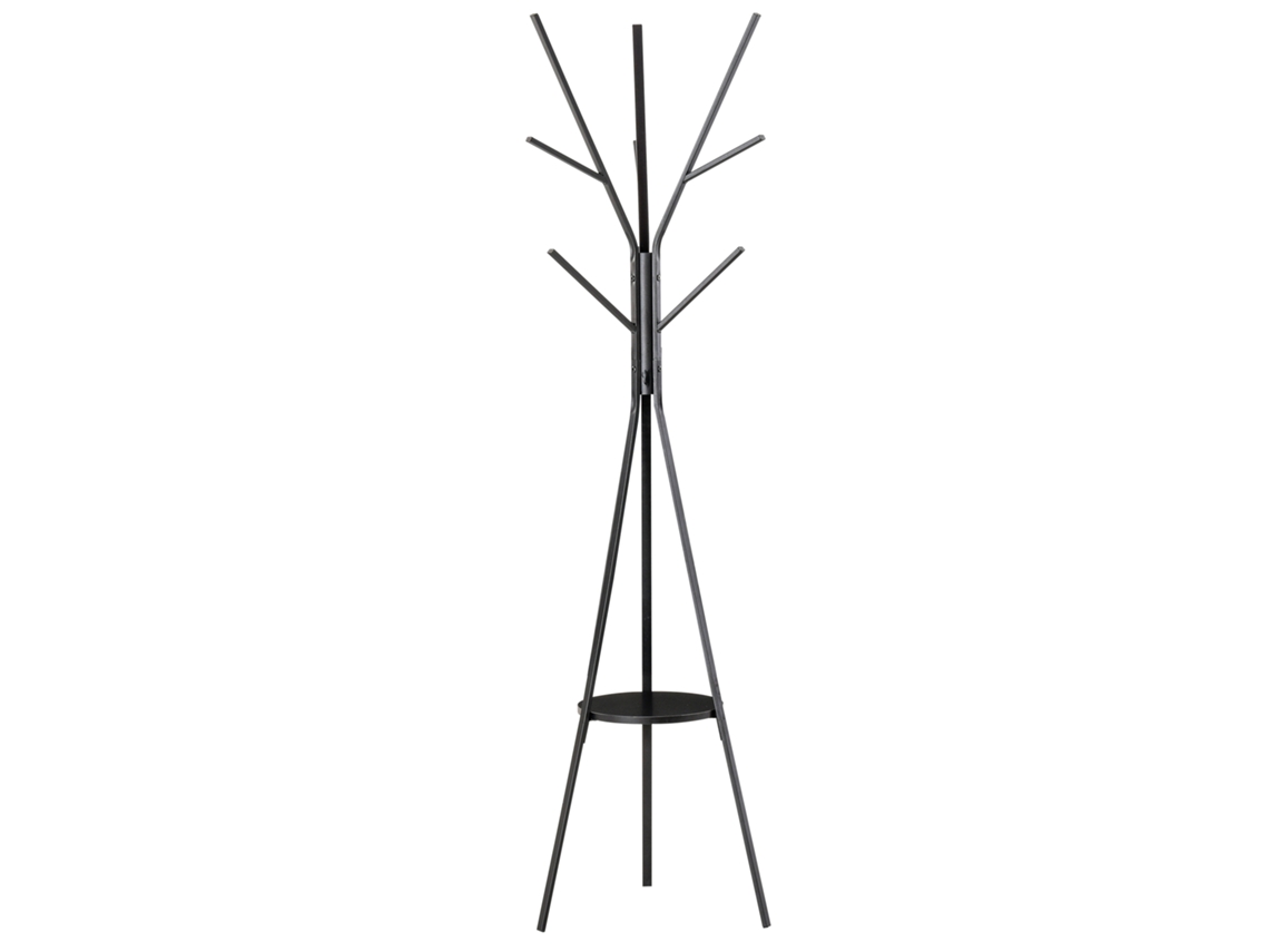 Cabide de Pé Metal e Mdf Cor Preto 45x45x180 cm Homcom