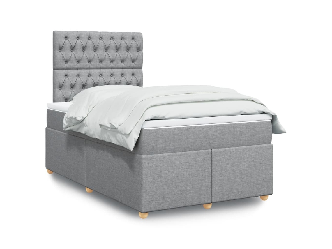 Vidaxl Cama Com Molas/colchão 120x200 Cm Tecido Cinza-claro