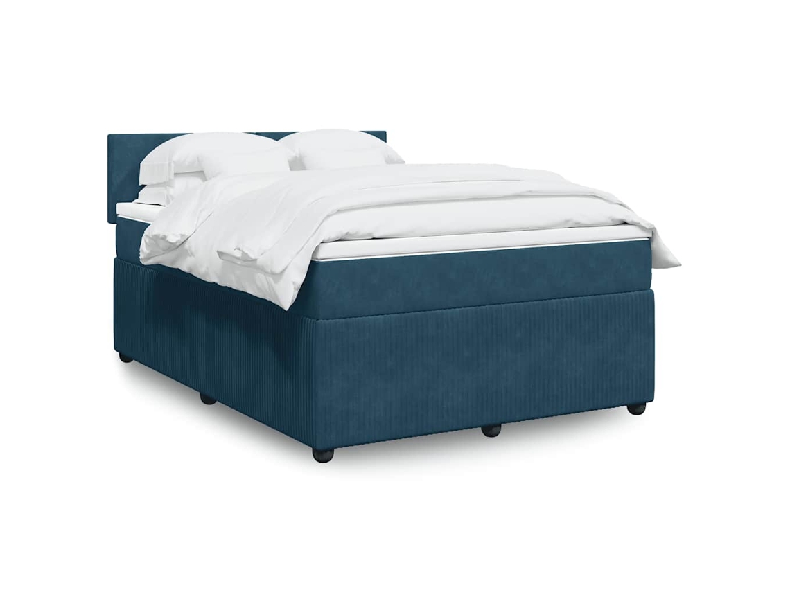 Vidaxl Cama Com Molas/colchão 160x200 Cm Veludo Azul