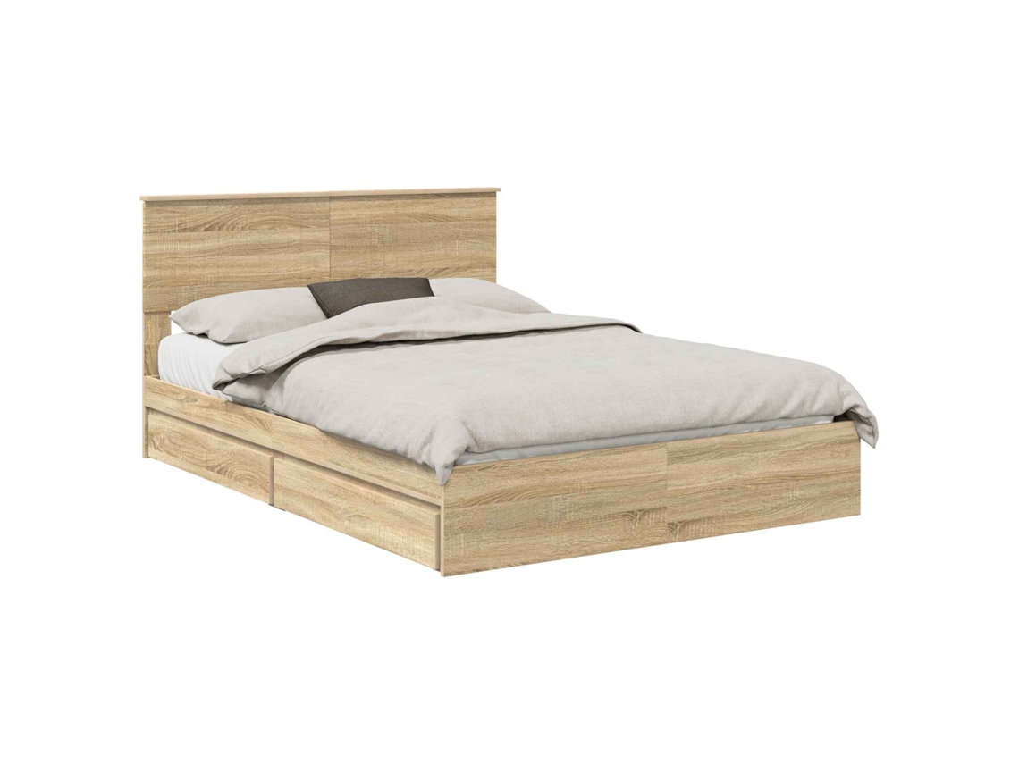 Cama com Armazenamento com Gaveta Carvalho Sonoma 140x190 cm MAISON EXCLUSIVE