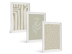 Conjunto De Pinturas Padrões De Plantas Geométricos Espelharte (3 Peças 40x60 Cm)