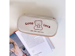 Estuche de Lápices de Gran Capacidad Con Patrón Bonito Tela Oxford Multifuncional para Escuela Hogar Oso Manzana