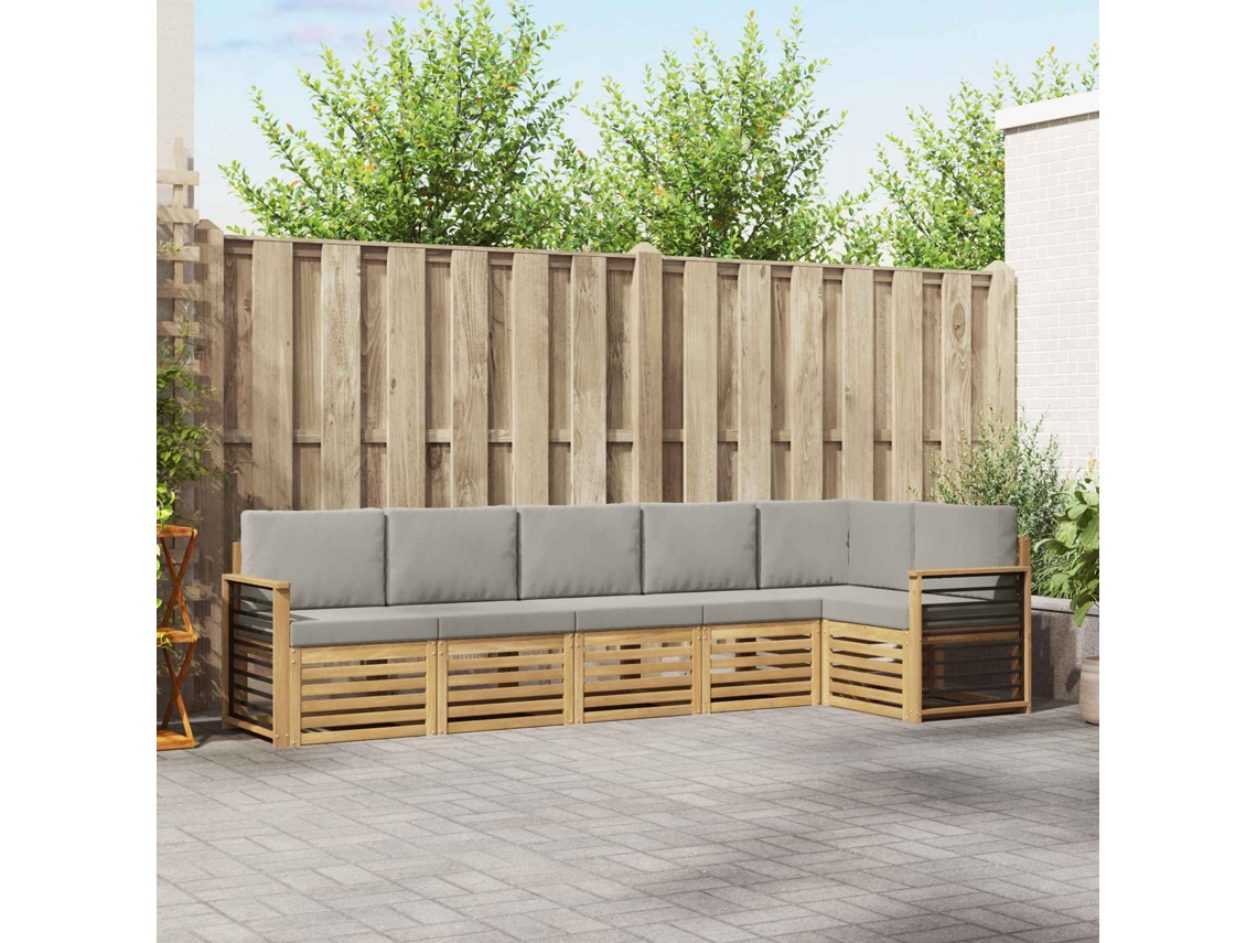 Vidaxl Conjunto De Sofás Para Exterior 6 Pcs Branco E Cinzento-claro