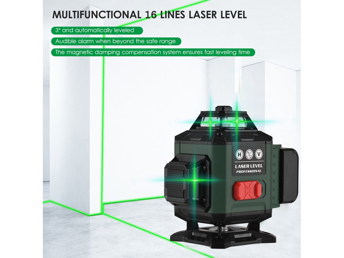 Nível a laser de 16 linhas com autonivelamento de 3° e classificação IP54