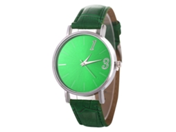 Relógio de Pulso Casal de Quartzo com Pulseira de Couro Pu Estilo Simples Dial Redondo Verde